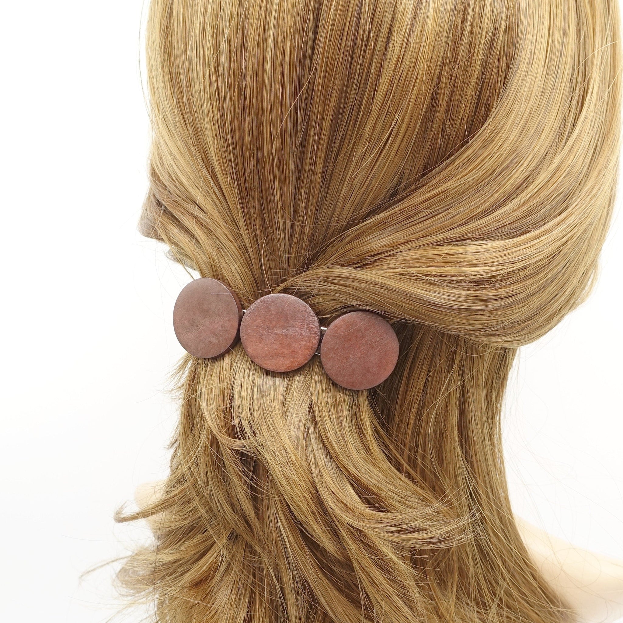 veryshine.com Barrette (Bow) Brown wood hair barrette circle wood hair accessory for women