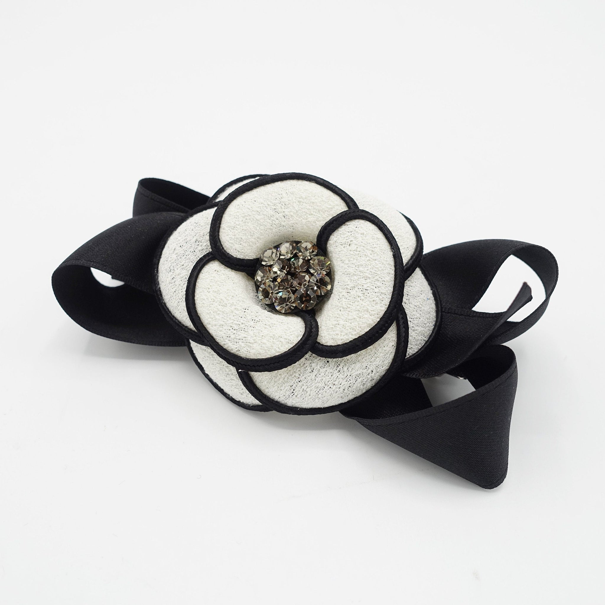 veryshine.com Barrette (Bow) camellia  hair bow rhinestone embellished flower french barrette