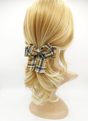 veryshine.com Barrette (Bow) Caramel plaid check basic medium bow french barrette casual women hair accessory