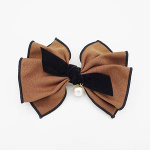 veryshine.com Barrette (Bow) Caramel pleated hair bow velvet strap knot interlocked edge Fall Winter for women