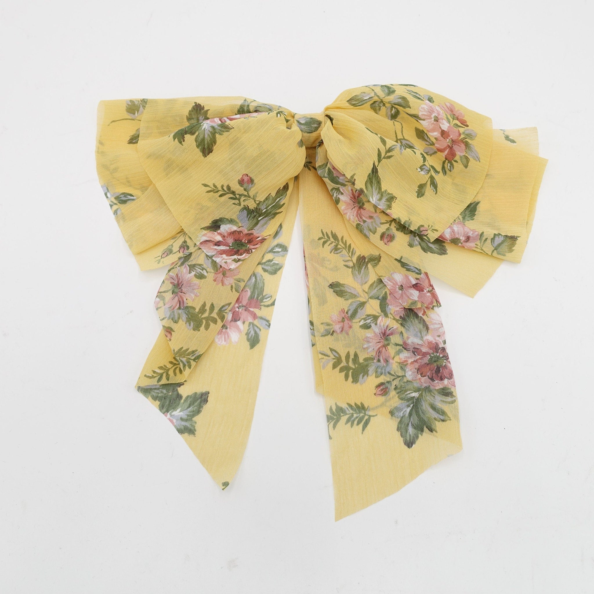 veryshine.com Barrette (Bow) chiffon floral layered hair bow droopy style feminine accessory for women