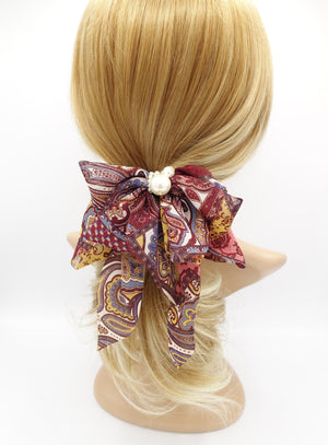 veryshine.com Barrette (Bow) chiffon paisley print hair bow tail hair barrette for women