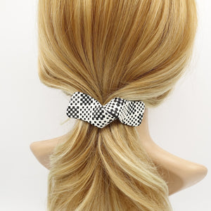 veryshine.com Barrette (Bow) circled bow cellulose acetate black white tile pattern french hair banrrette