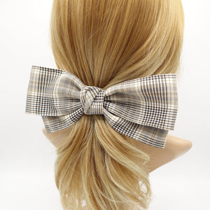 veryshine.com Barrette (Bow) Cream white plaid hair bow office hair accessory for women