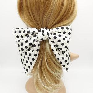 veryshine.com Barrette (Bow) Cream white polka dot hair bow silk satin glossy hair french barrette for women