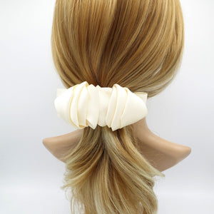 veryshine.com Barrette (Bow) Cream white satin stacked hair bow for women