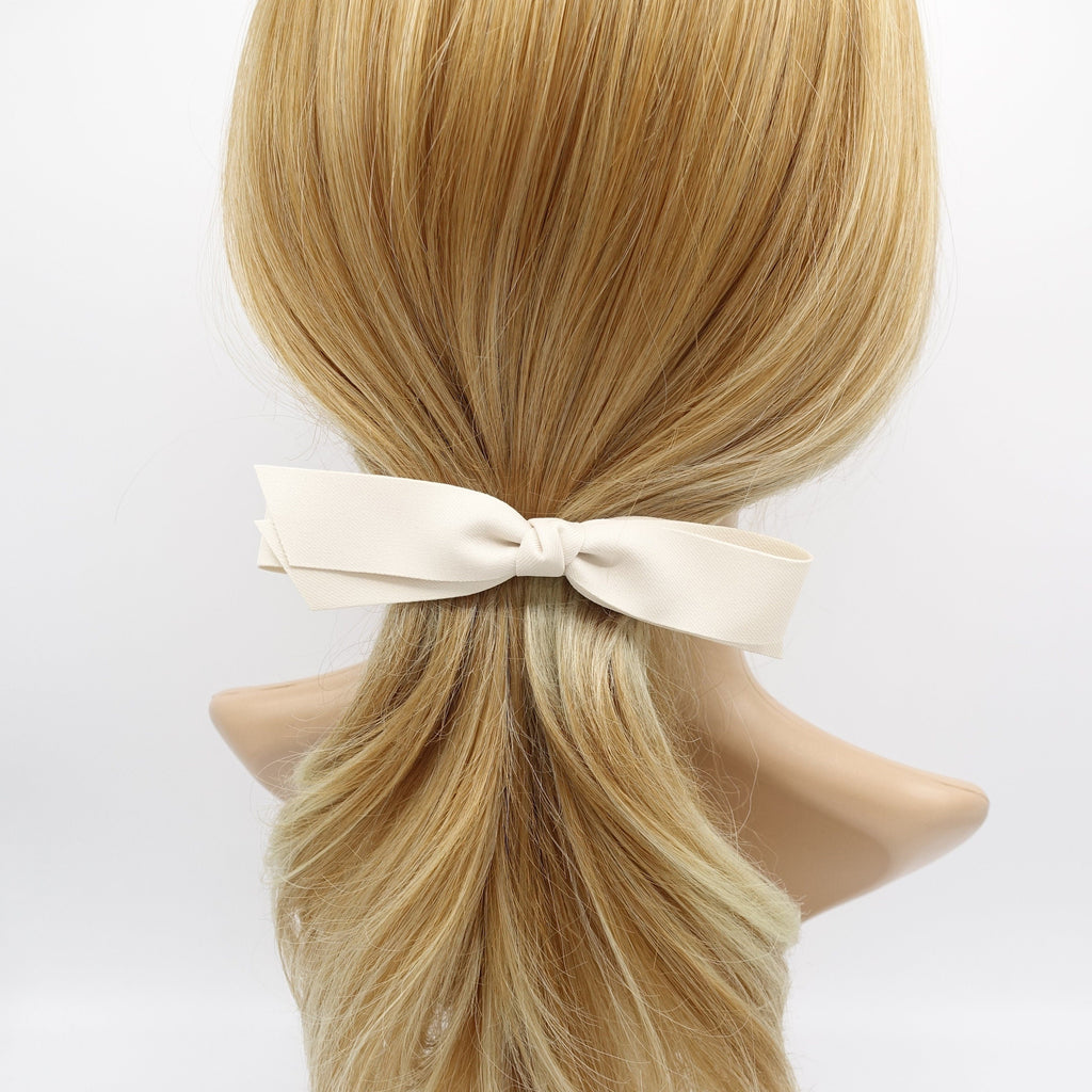 veryshine.com Barrette (Bow) Cream white straight hair bow, folded hair bow, solid hair bow for women