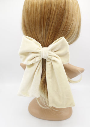 veryshine.com Barrette (Bow) Cream white velvet hair bow medium large sized hair accessory for women