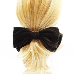 veryshine.com Barrette (Bow) Dark brown Texas velvet bow french hair barrette big hair bow  accessory for women