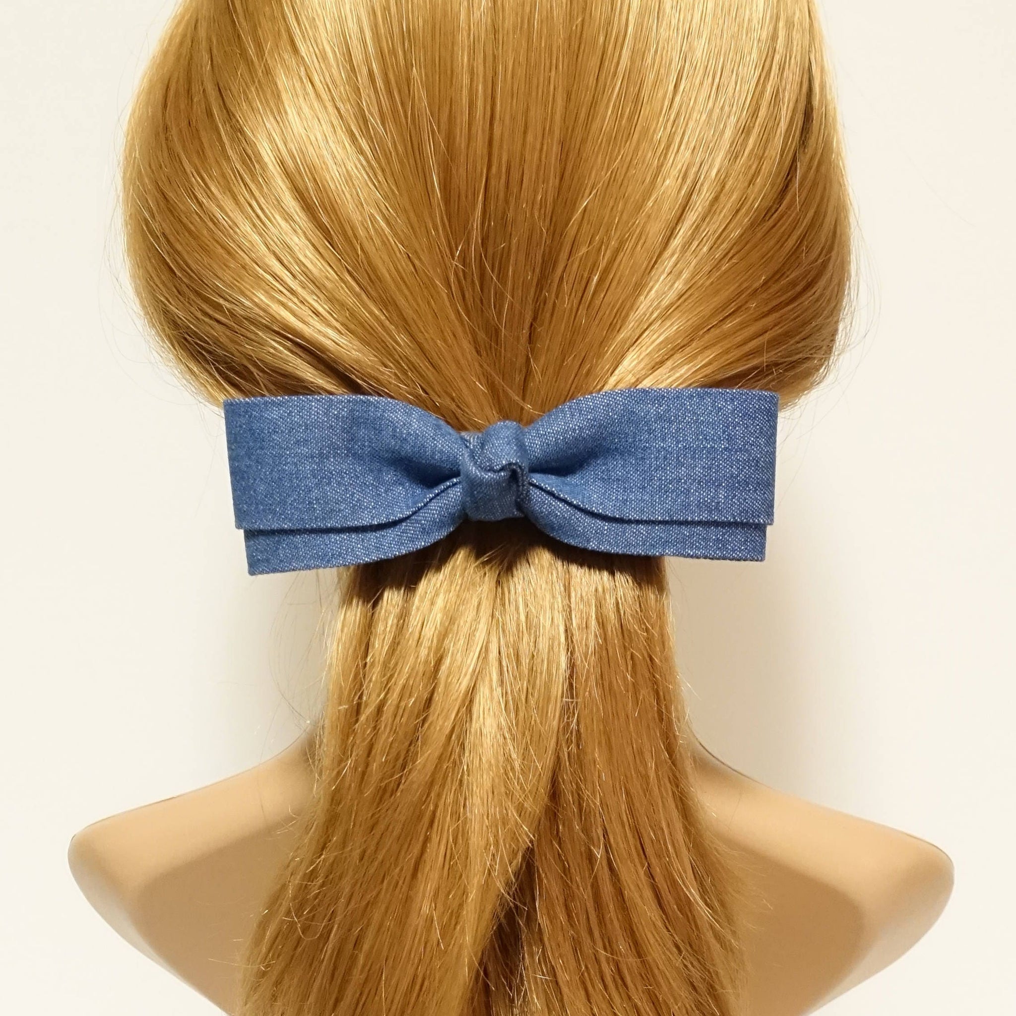 veryshine.com Barrette (Bow) Denim Slim Layered Loop Bow French Hair Barrette for Women