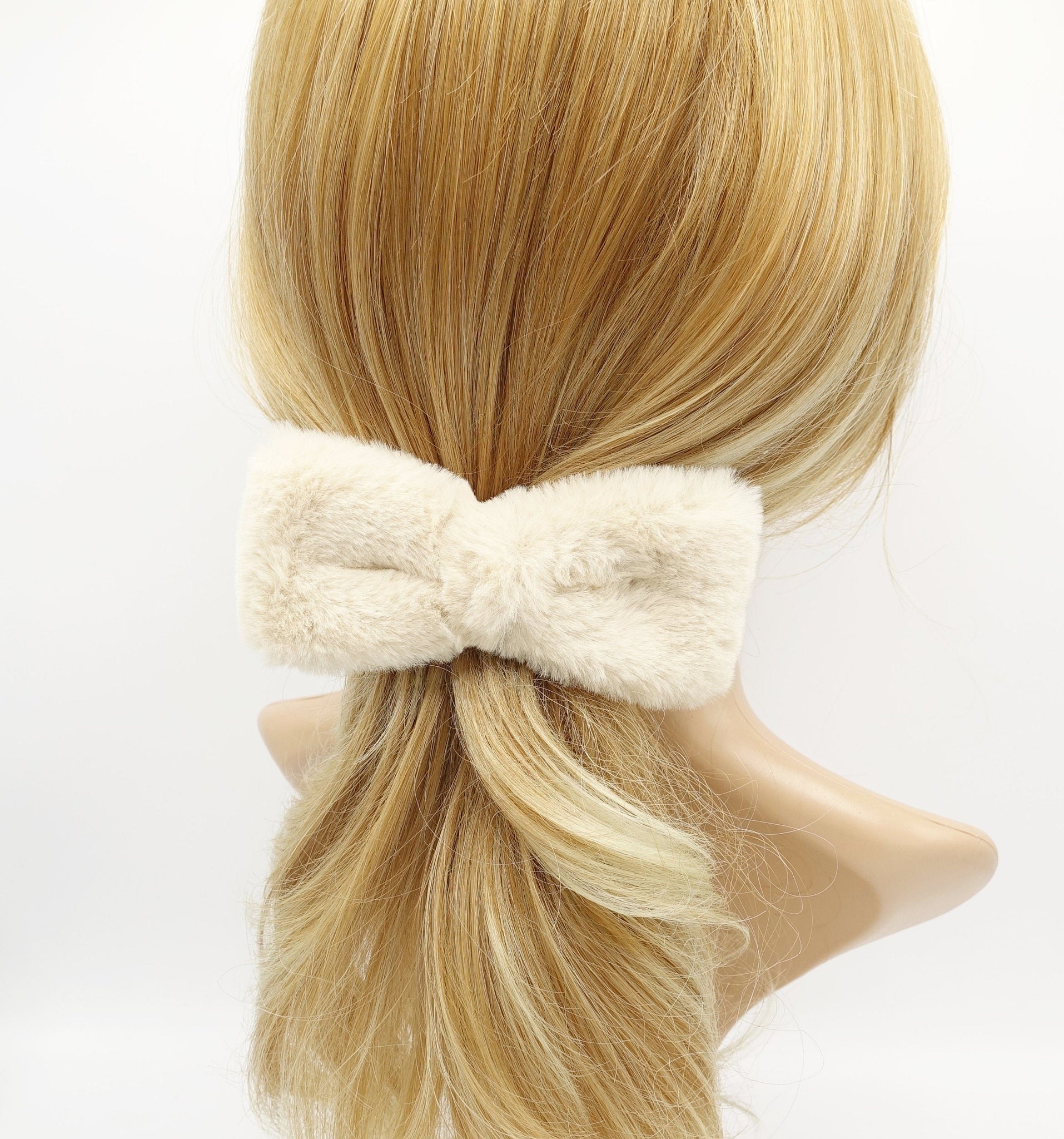 veryshine.com Barrette (Bow) fabric fur hair bow soft Winter hair accessory for women