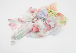 veryshine.com Barrette (Bow) Floral hair bow Spring floral tulip flower print chiffon hair accessory for women