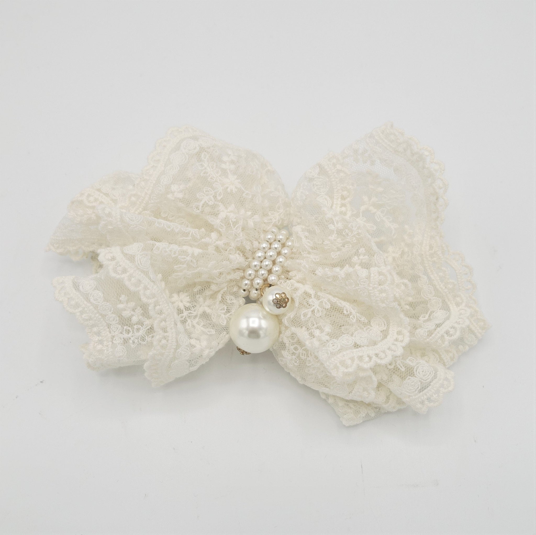veryshine.com Barrette (Bow) Floral lace layered bow french hair barrette elegant women hair accessory