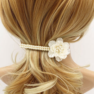 veryshine.com Barrette (Bow) Flower barrette pearl decorated flower hair barrette snap clip woman hair accessory