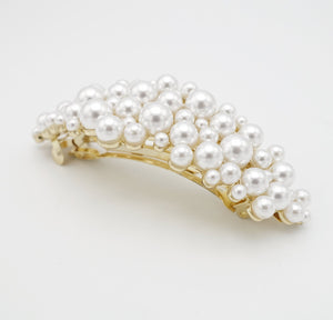 veryshine.com Barrette (Bow) Gold multi size pearl embellished curved french barrette elegant women hair accessory