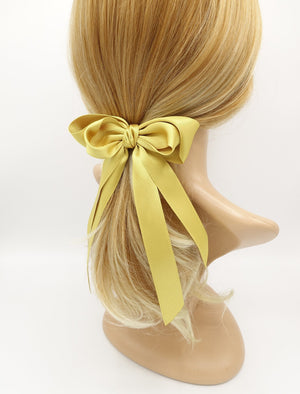veryshine.com Barrette (Bow) Golden yellow satin hair bow layered double tail hair accessory for women