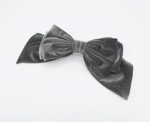 veryshine.com Barrette (Bow) Gray double layered velvet hair bow stylish hair hair accessory for women