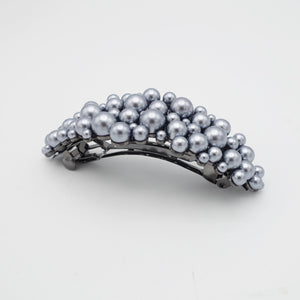 veryshine.com Barrette (Bow) Gray multi size pearl embellished curved french barrette elegant women hair accessory