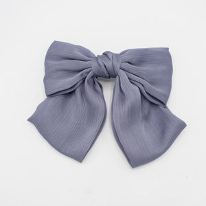 veryshine.com Barrette (Bow) Gray pearl glossy crinkled satin bow french hair barrette women hair accessory
