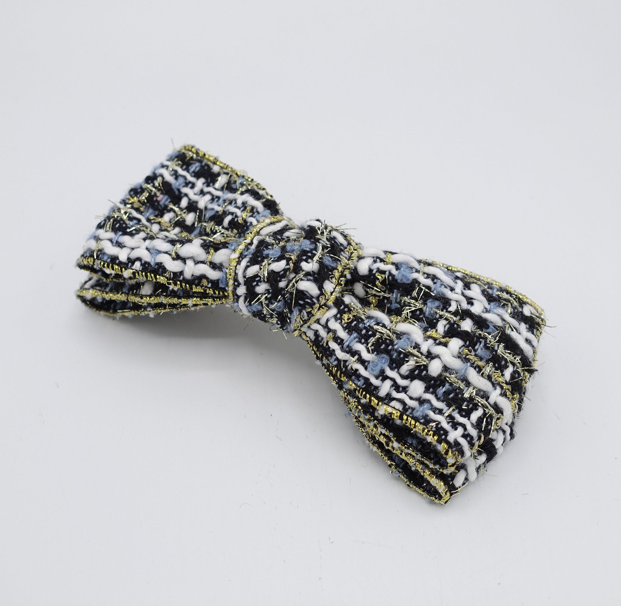 veryshine.com Barrette (Bow) Gray tweed hair bow, golden edge hair bow for women