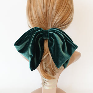 veryshine.com Barrette (Bow) Green Aura velvet layered big hair bow french barrette women hair accessory