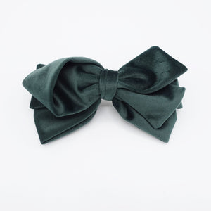 veryshine.com Barrette (Bow) Green cotton velvet hair bow asymmetric style pattern women hair accessory