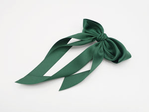 veryshine.com Barrette (Bow) Green satin hair bow layered double tail hair accessory for women