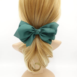 veryshine.com Barrette (Bow) Green satin layered hair bow french hair barrette