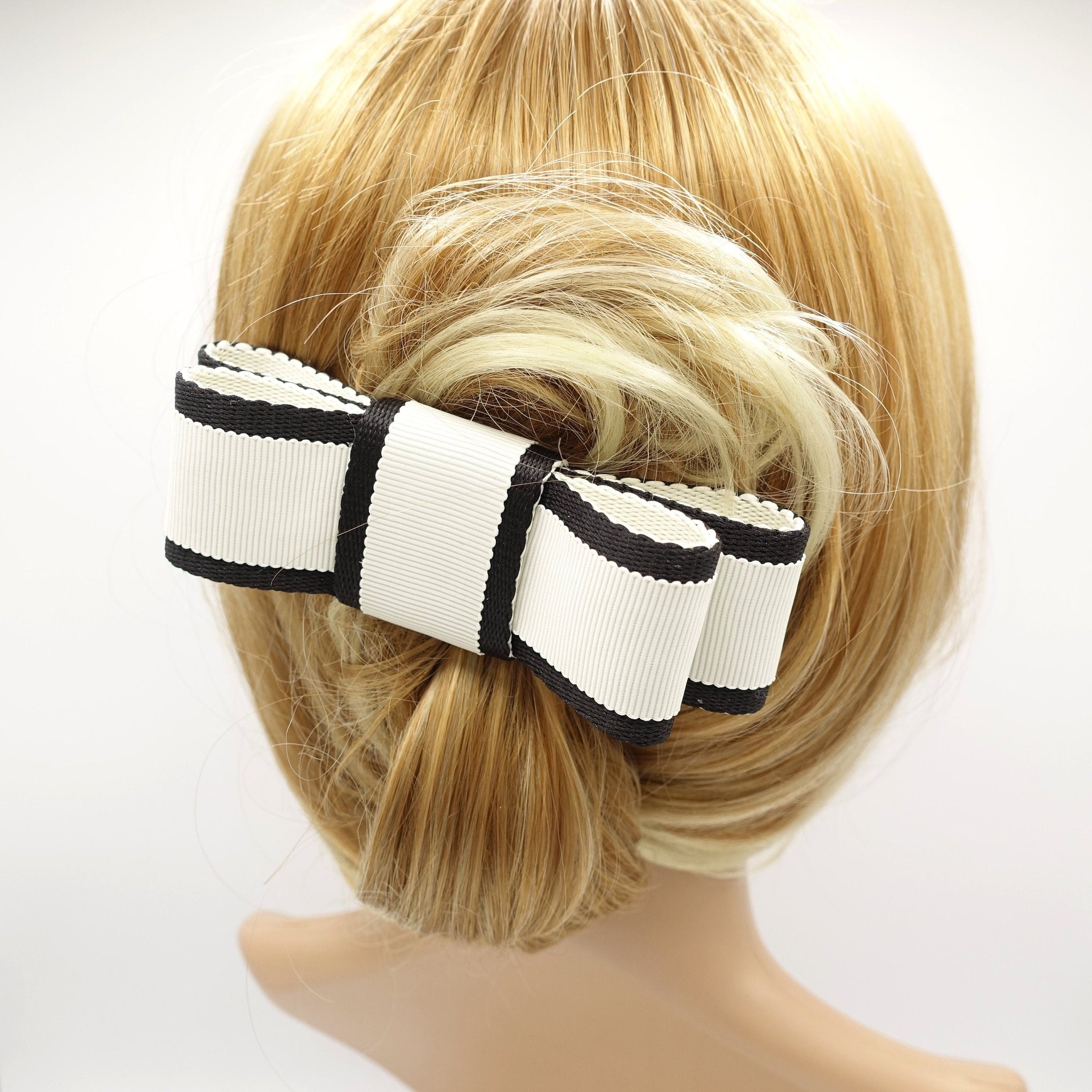 veryshine.com Barrette (Bow) grosgrain hair bow wave edge layered two tone flat bow women hair accessories