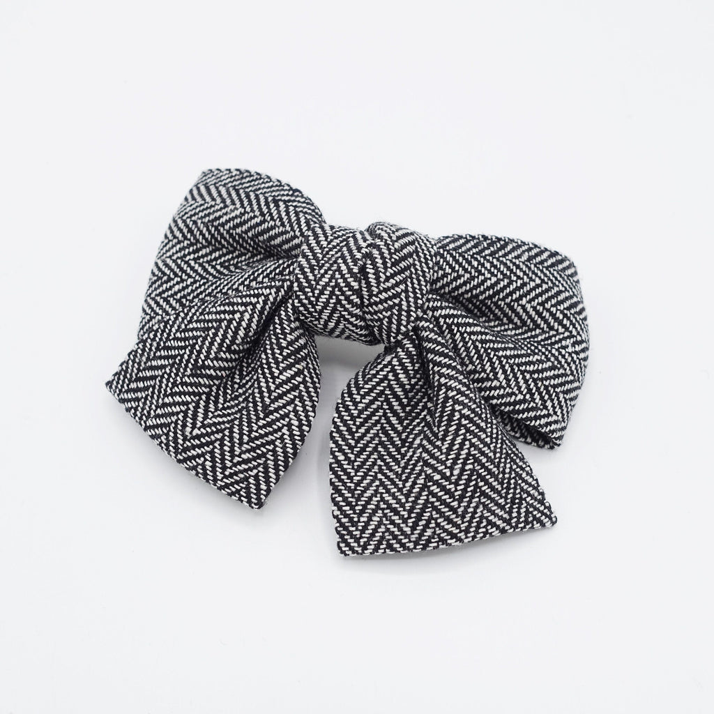 veryshine.com Barrette (Bow) herringbone hair bow short tail Fall Winter hair accessory for women