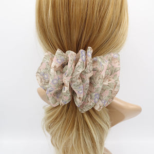 veryshine.com Barrette (Bow) Indi pink florl chiffon ruffle flower hair barrette woman hair accessory
