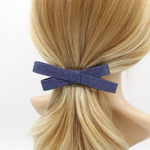 veryshine.com Barrette (Bow) Indigo blue wide denim bow barrette, casual hair barrette, daily hair bow for women