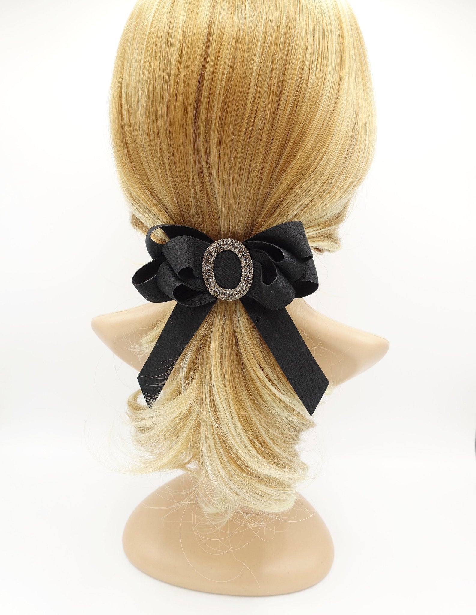 veryshine.com Barrette (Bow) jeweled buckle hair bow layered tail bow french barrette women hair accessory