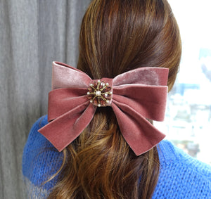 veryshine.com Barrette (Bow) jeweled velvet bow, velvet hair bow, antique hair bow, hair bow shop for women