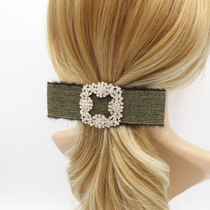 veryshine.com Barrette (Bow) Khaki classical fabric hair bow bling buckle frayed trim hair accessory for women