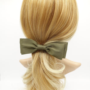 veryshine.com Barrette (Bow) Khaki green narrow hair bow layered Autumn hair bow barrette for women