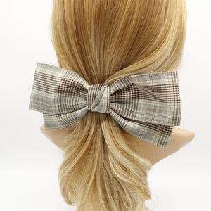 veryshine.com Barrette (Bow) Khaki plaid hair bow office hair accessory for women