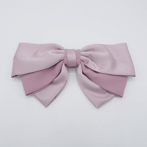 veryshine.com Barrette (Bow) Lavnder pink satin hair bow 2 tone double layered hair accessory for women