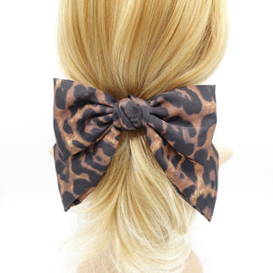 veryshine.com Barrette (Bow) layered hair bow satin leopard print hair bow headband collection women hair accessories