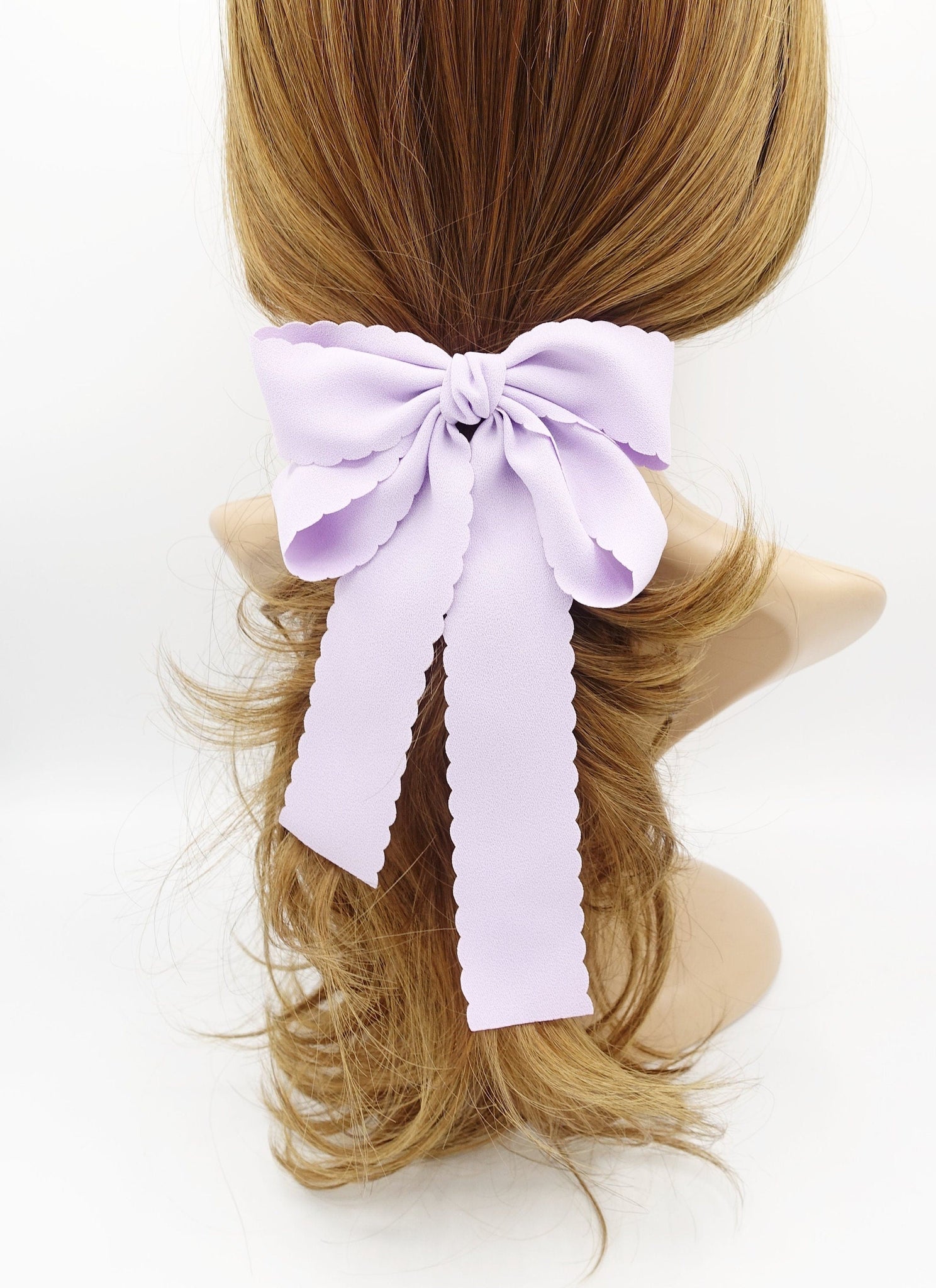 veryshine.com Barrette (Bow) Light purple wave edge hair bow long tail hair barrette women hair accessory
