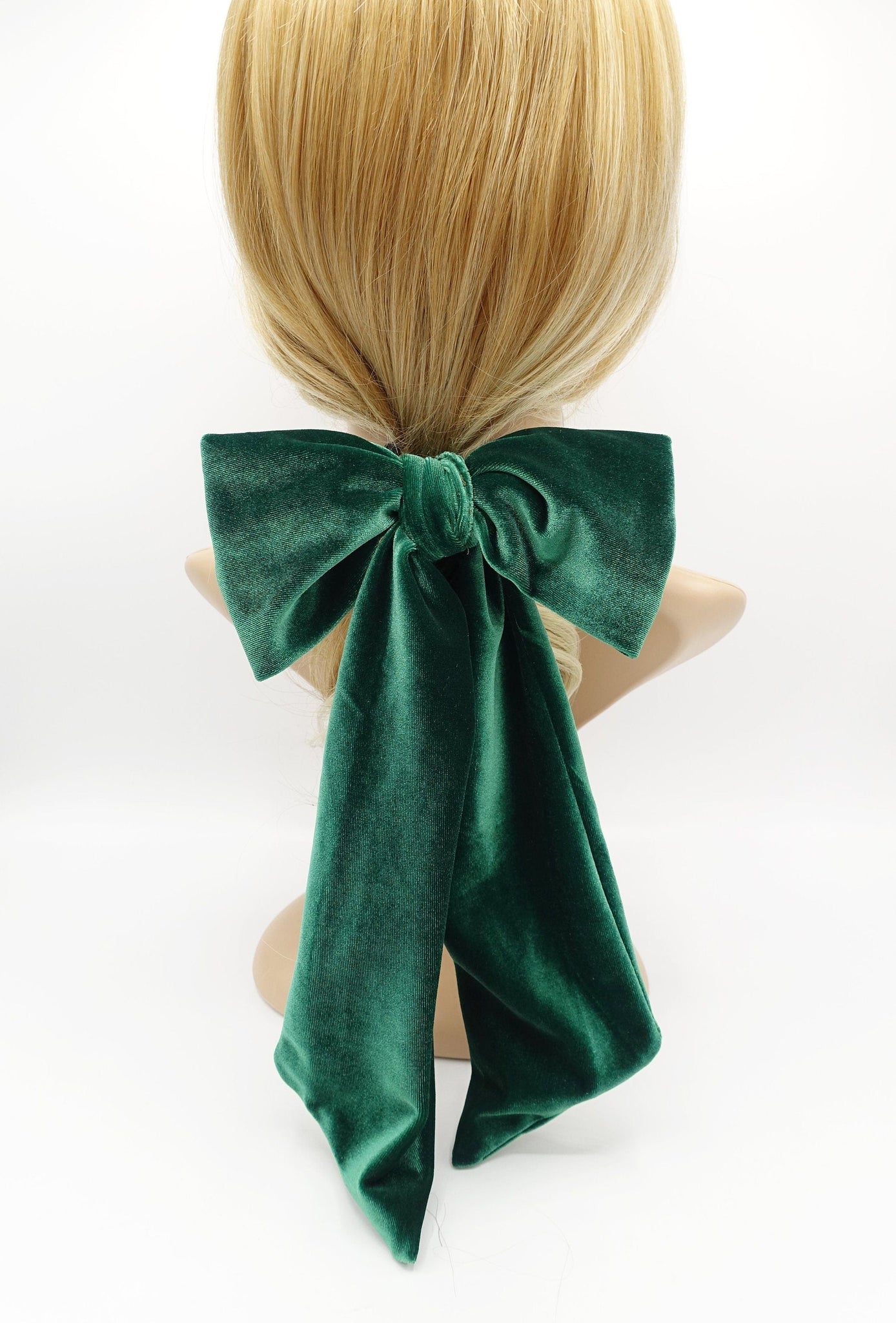 veryshine.com Barrette (Bow) long giant velvet bow hair elastic ponytail holder