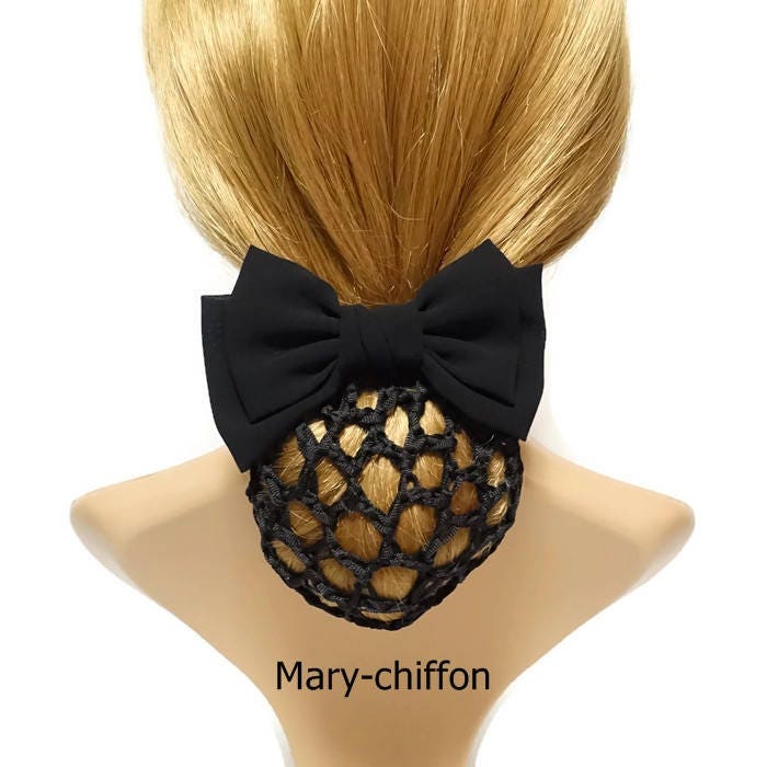 veryshine.com Barrette (Bow) Mary-chiffon Hair Snood Net bow french barrette Clip hygienic hair accessory