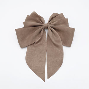 veryshine.com Barrette (Bow) Mocca beige multiple layered tail hair bow crinkled fabric pleated bow hair accessory for women