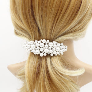 veryshine.com Barrette (Bow) multi size pearl embellished curved french barrette elegant women hair accessory