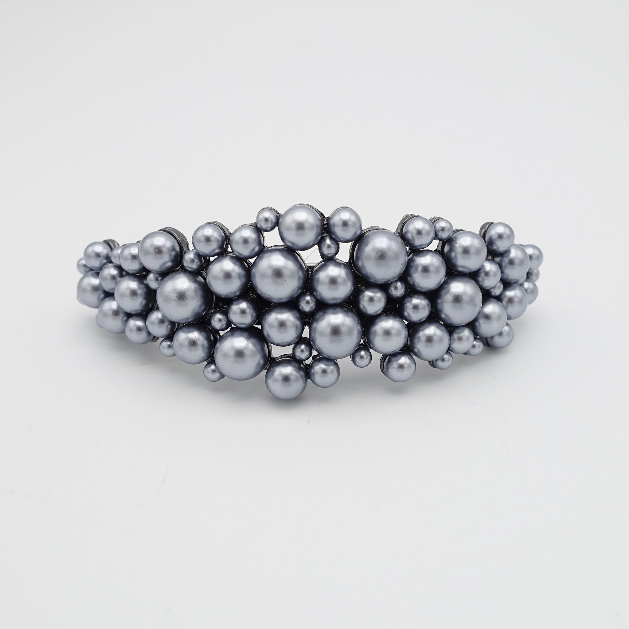 veryshine.com Barrette (Bow) multi size pearl embellished curved french barrette elegant women hair accessory