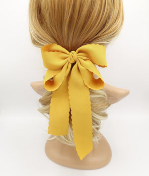veryshine.com Barrette (Bow) Mustard wave edge hair bow long tail hair barrette women hair accessory