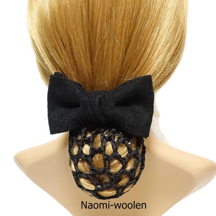 veryshine.com Barrette (Bow) Naomi-woolen Hair Snood Net bow french barrette Clip hygienic hair accessory