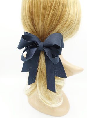 veryshine.com Barrette (Bow) Navy herringbone multi wing hair bow hair accessory for women