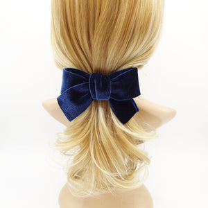 veryshine.com Barrette (Bow) Navy medium velvet cross bow french barrette basic Fall Winter hair accessory