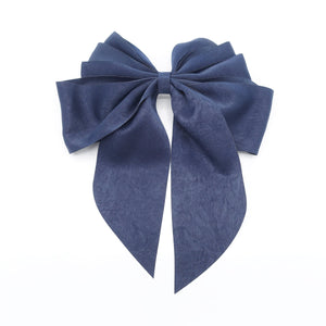 veryshine.com Barrette (Bow) Navy multiple layered tail hair bow crinkled fabric pleated bow hair accessory for women